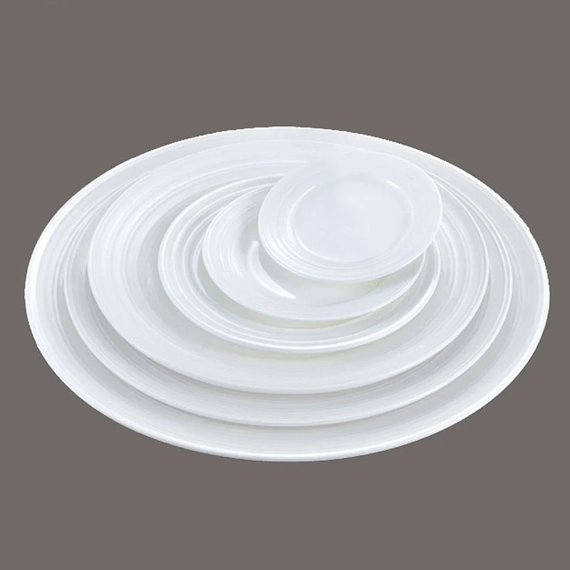 Best-selling double line series western style white porcelain ceramic beefsteak round dinner plate