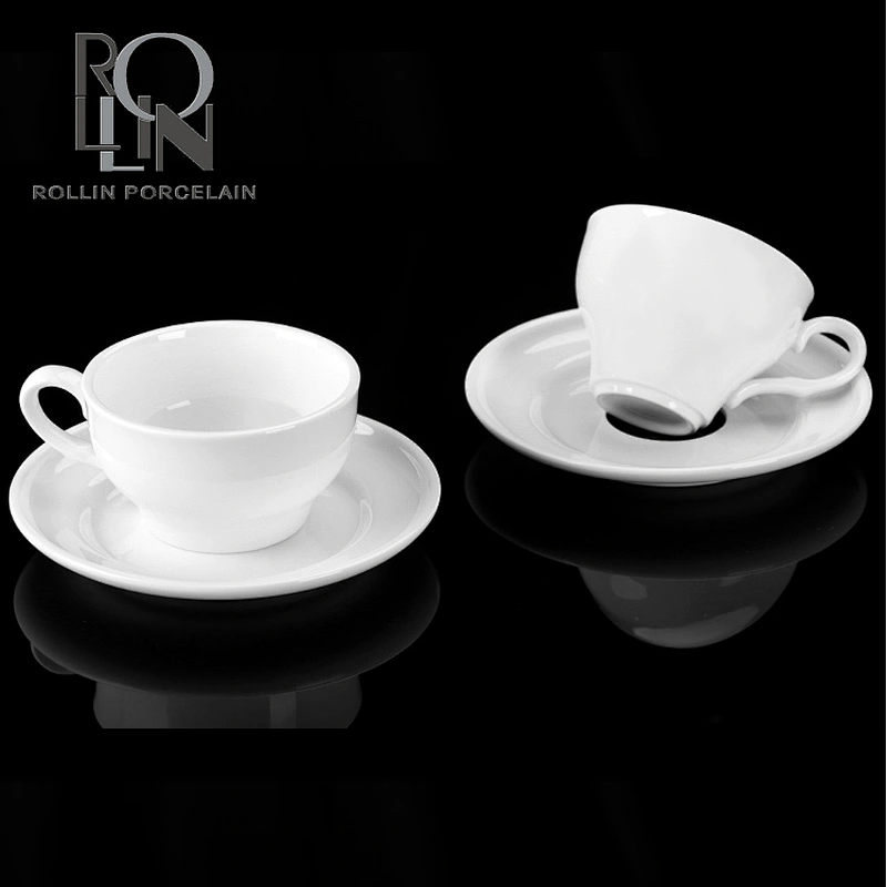 Wholesale factory price custom design elegant white ceramic cup with saucer