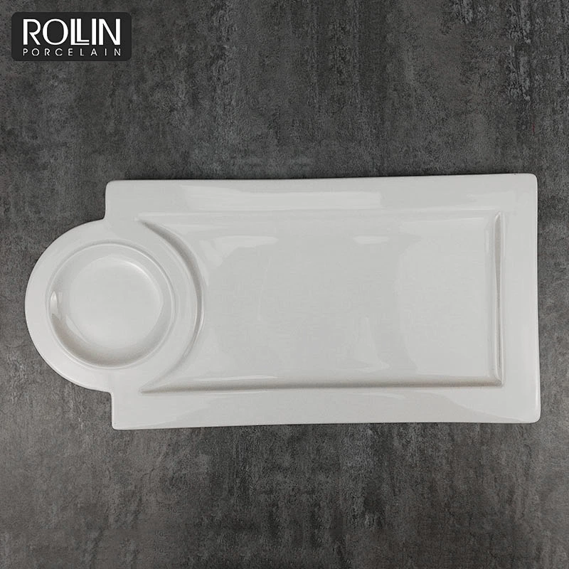 Wedding banquet used irregular shape ceramic cooking plate
