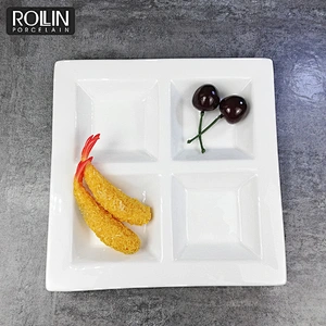 durable porcelain four sections divided plate for Hotel and restaurant
