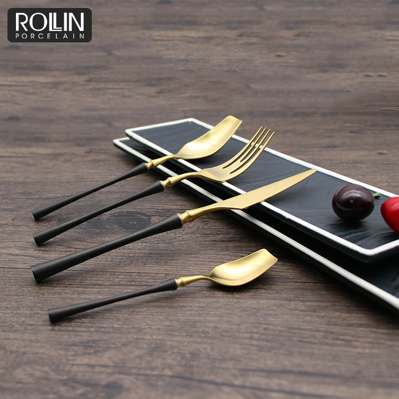 Hot Selling Black and Gold Color Cutlery for Hotel and Restaurant