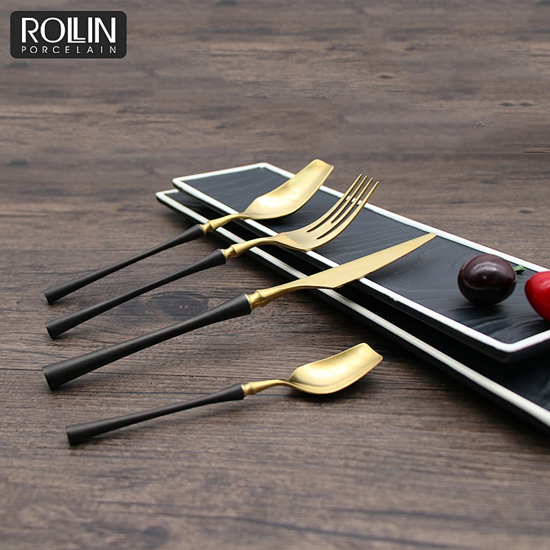 Hot Selling Black and Gold Color Cutlery for Hotel and Restaurant