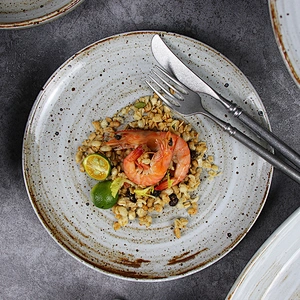 Custom tableware grey dinner set ceramic dinnerware for restaurant