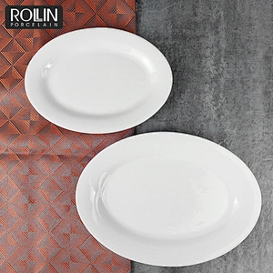 High quality popular design ceramic porcelain fish oval dinner plates