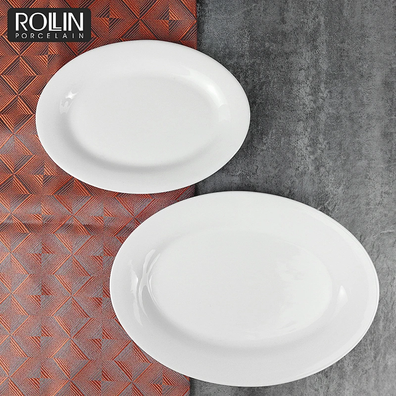 High quality popular design ceramic porcelain fish oval dinner plates