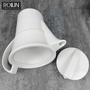 High quality dinnerware ceramic tea pots coffee table set white porcelain ceramic coffee pot