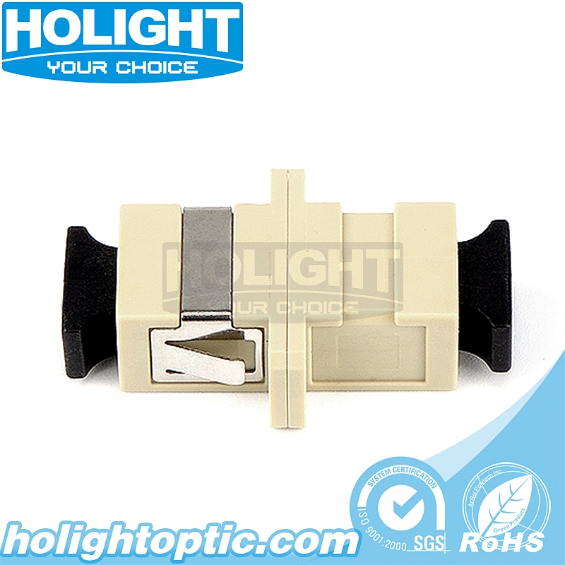 SC to SC Simplex Multimode Fiber Optic Adapter with Flange
