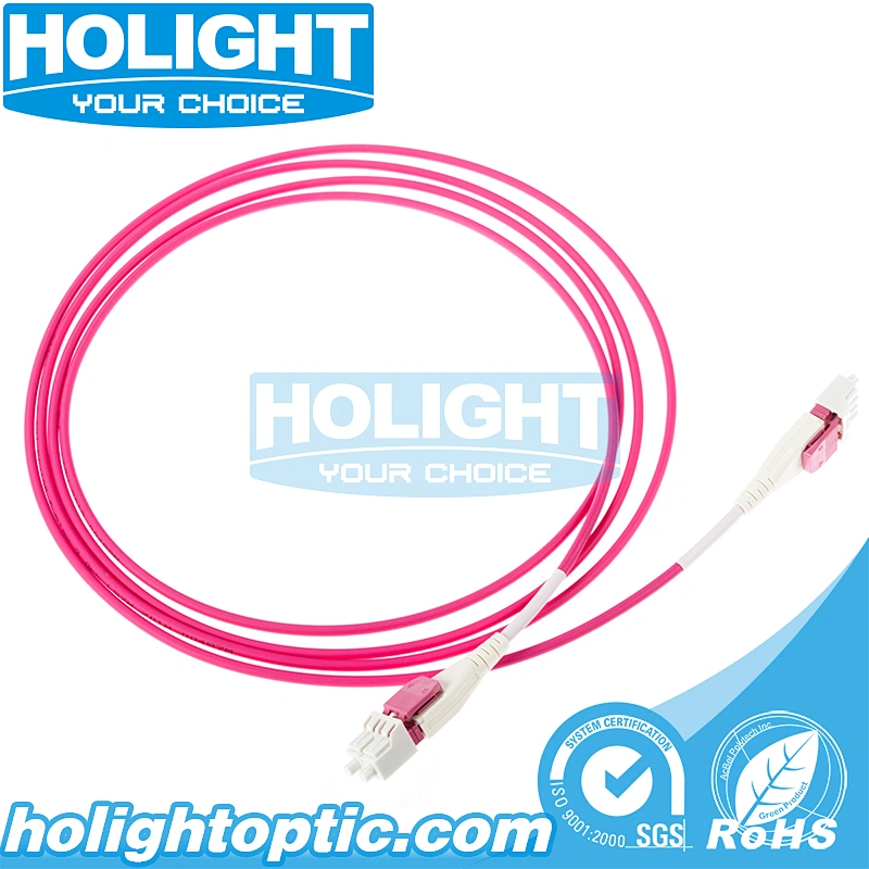 Fiber Optic LC to LC Uniboot Reversible Patch Cord, OM4 Duplex, Pink