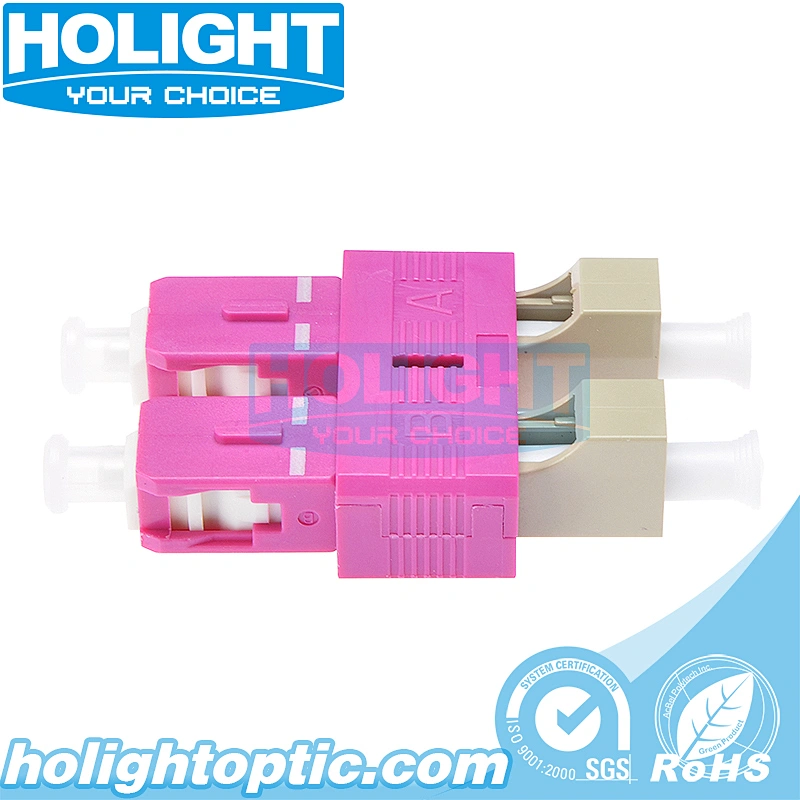Hybrid Adapter SC Male to LC Female OM4 Duplex Pink for Fiber Optic