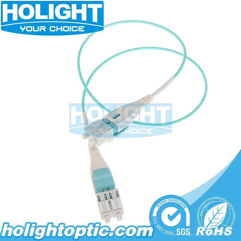 LC to LC Uniboot Reversible Patch Cord, OM3 Duplex, Aqua