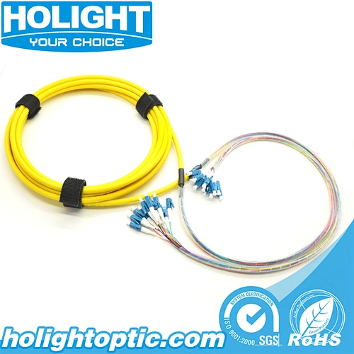 Bundle Fiber Optic Patch Cable LC to LC 12 Core Single Mode Yellow