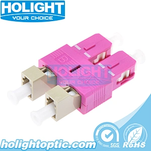 Hybrid Adapter SC Male to LC Female OM4 Duplex Pink for Fiber Optic
