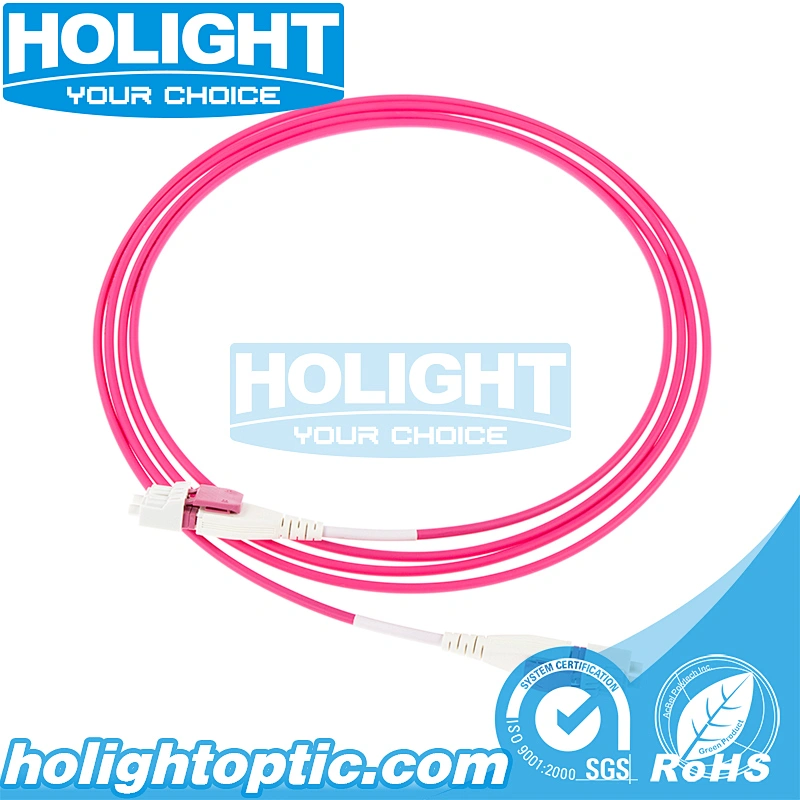 Fiber Optic LC to LC Uniboot Reversible Patch Cord, OM4 Duplex, Pink
