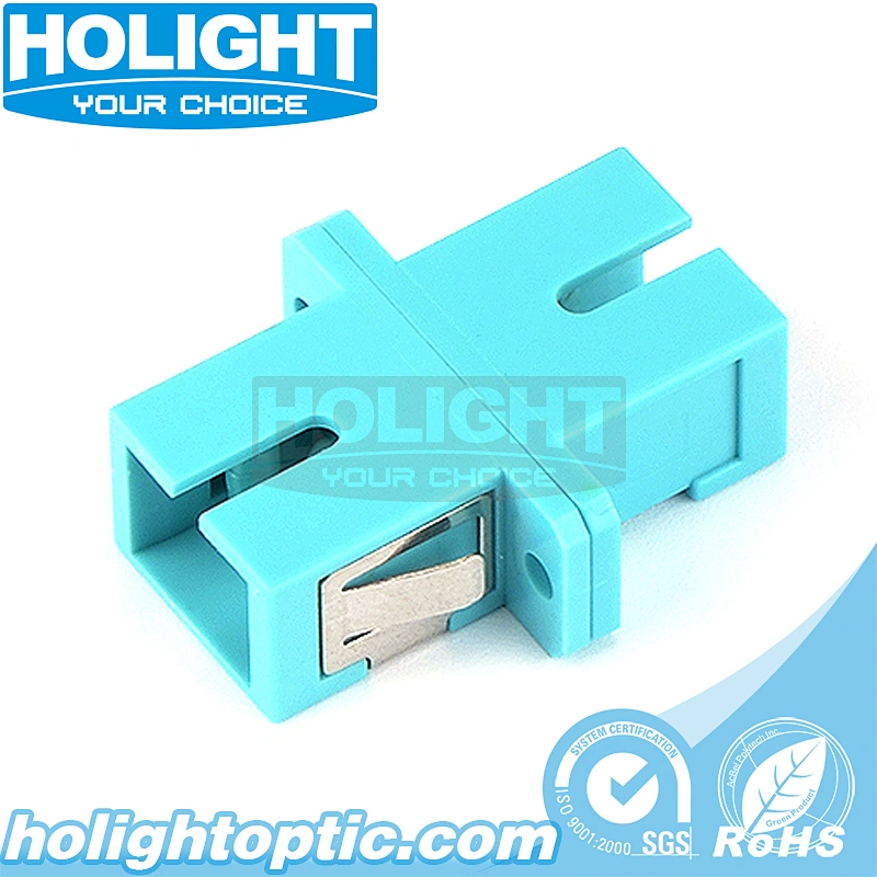 SC to SC Simplex OM3 Fiber Optic Adapter with Flange