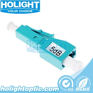 Plug-in Fiber Optic Attenuator LC OM3 Multimode Male to Female Aqua