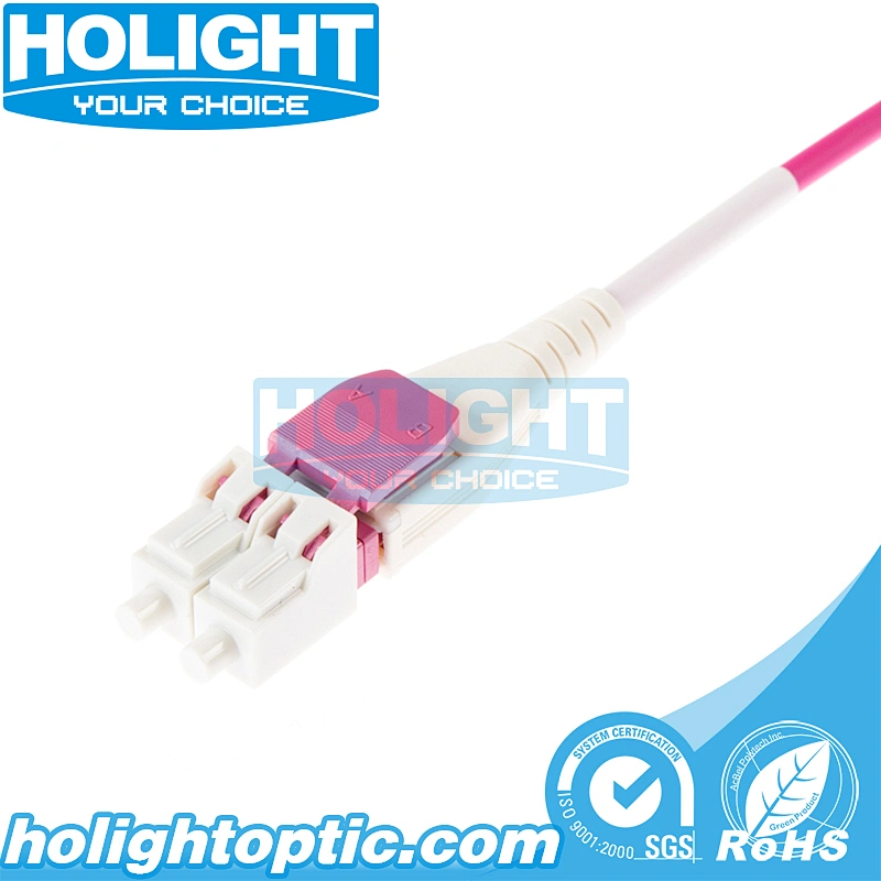 Fiber Optic LC to LC Uniboot Reversible Patch Cord, OM4 Duplex, Pink
