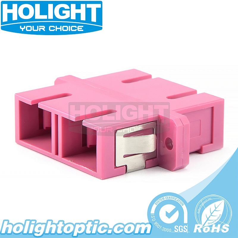SC to SC Duplex Multimode OM4 Fiber Optic Adapter with Flange