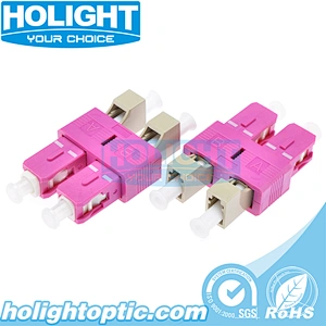 Hybrid Adapter SC Male to LC Female OM4 Duplex Pink for Fiber Optic