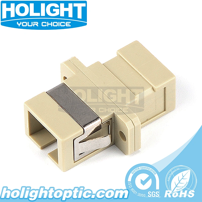 SC to SC Simplex Multimode Fiber Optic Adapter with Flange