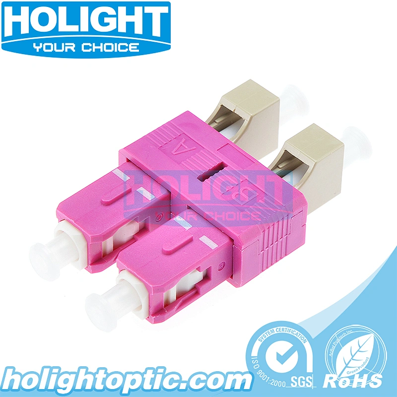 Hybrid Adapter SC Male to LC Female OM4 Duplex Pink for Fiber Optic