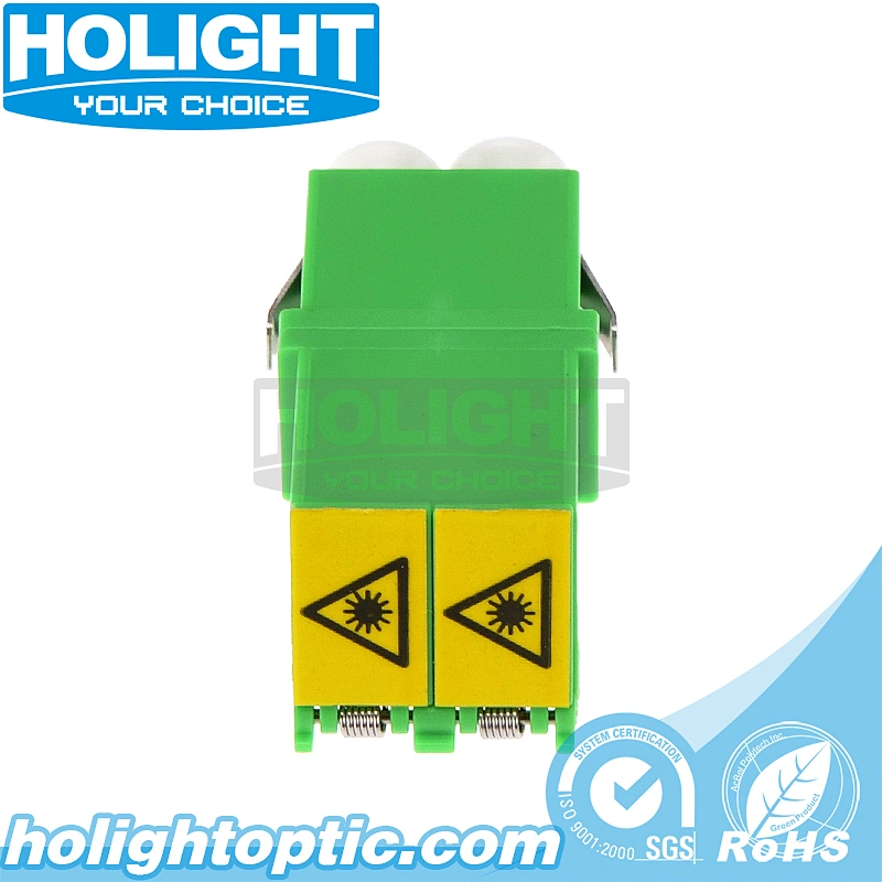 LC/APC Duplex Integrated Fiber Optic Outer Shutter Adapter without Flange