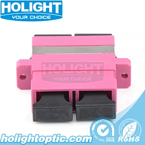 SC to SC Duplex Multimode OM4 Fiber Optic Adapter with Flange