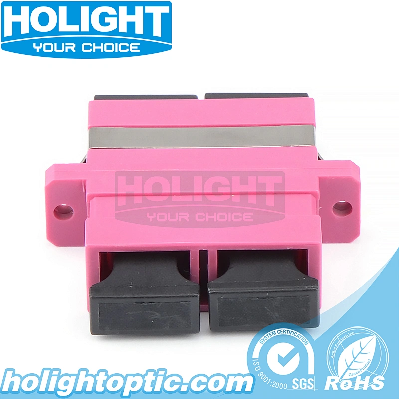 SC to SC Duplex Multimode OM4 Fiber Optic Adapter with Flange