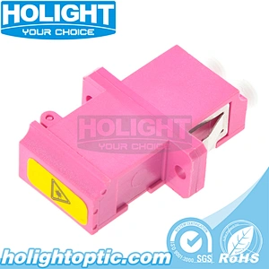 Shutter Adapter LC to LC OM4 Duplex Pink with Flange