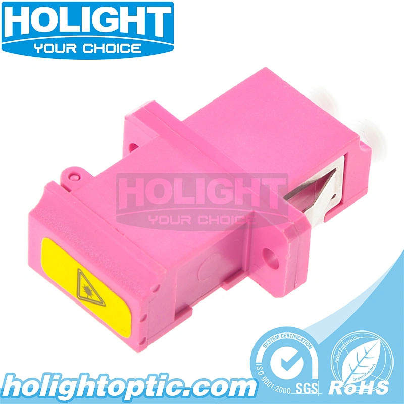 Shutter Adapter LC to LC OM4 Duplex Pink with Flange