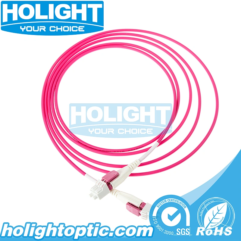Fiber Optic LC to LC Uniboot Reversible Patch Cord, OM4 Duplex, Pink