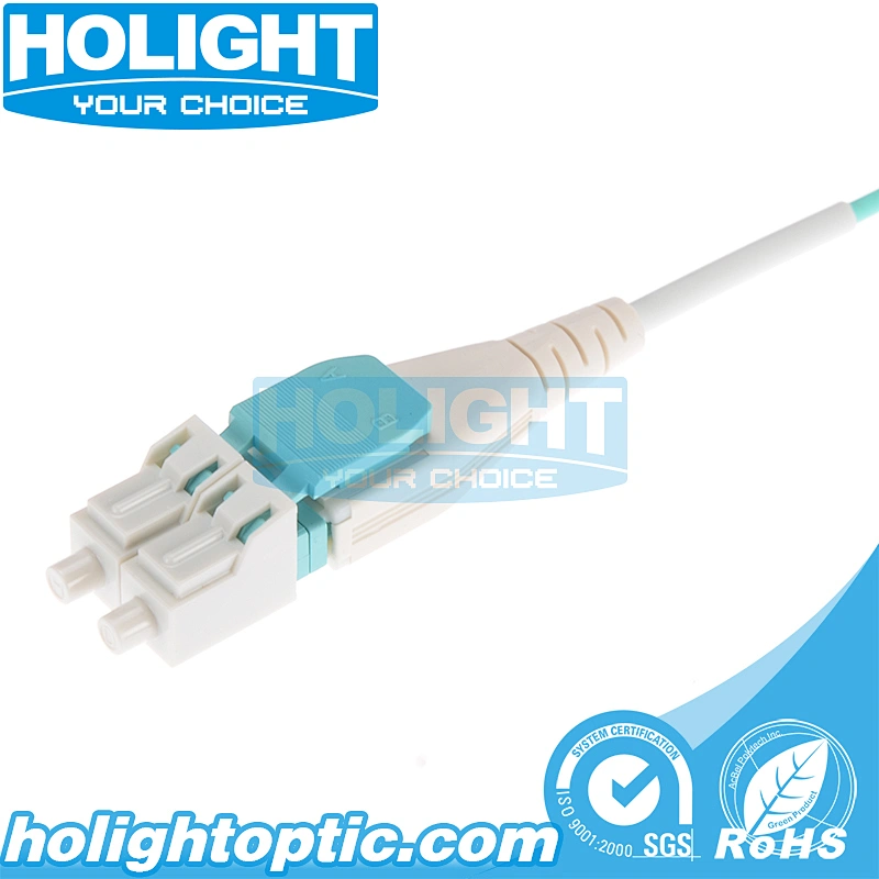 LC to LC Uniboot Reversible Patch Cord, OM3 Duplex, Aqua