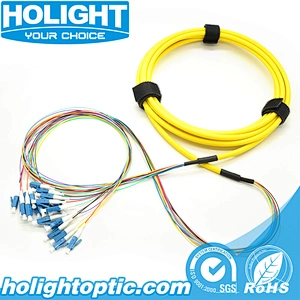 Bundle Fiber Optic Patch Cable LC to LC 12 Core Single Mode Yellow