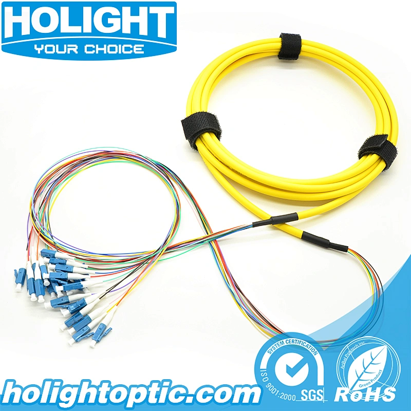 Bundle Fiber Optic Patch Cable LC to LC 12 Core Single Mode Yellow