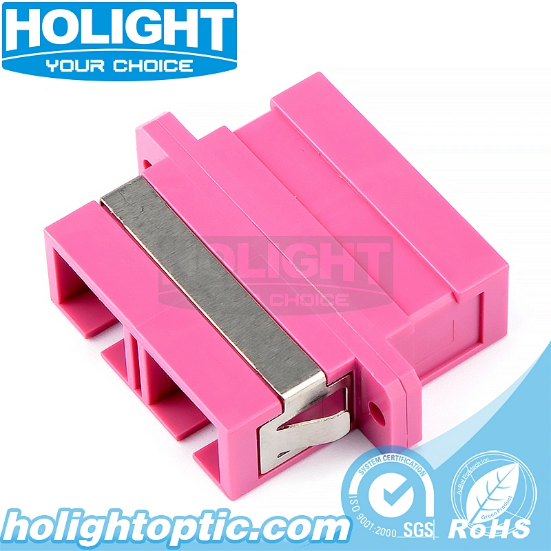 SC to SC Duplex Multimode OM4 Fiber Optic Adapter with Flange