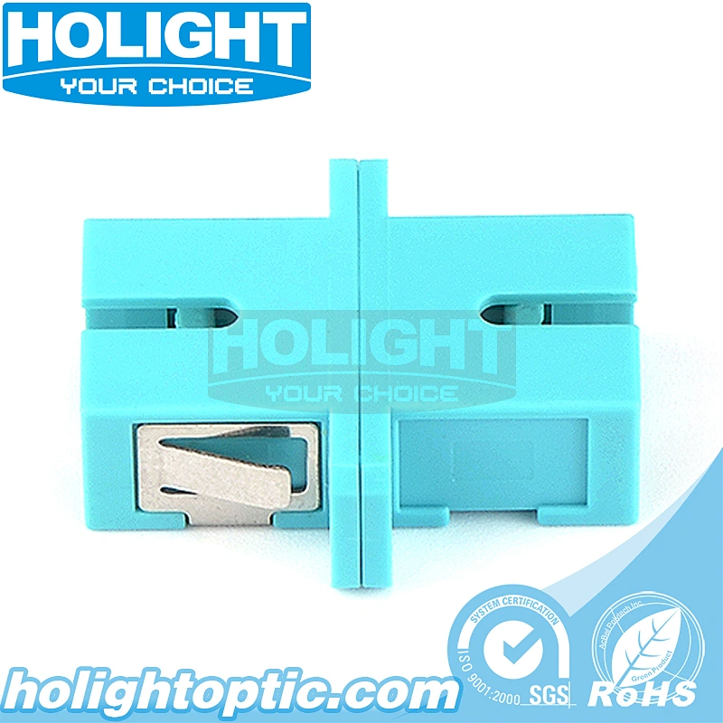SC to SC Simplex OM3 Fiber Optic Adapter with Flange