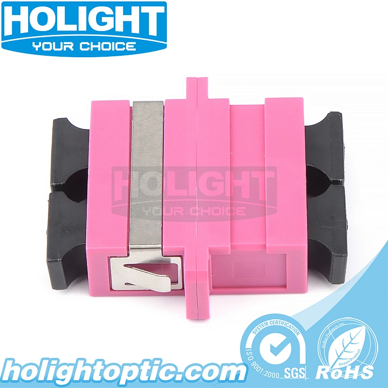 SC to SC Duplex Multimode OM4 Fiber Optic Adapter with Flange