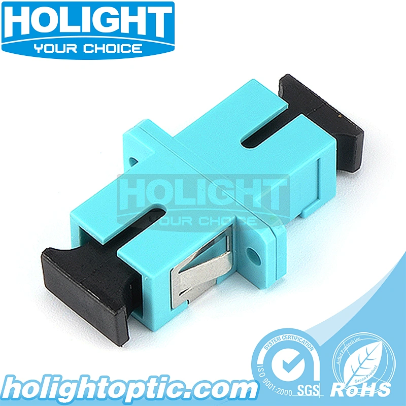 SC to SC Simplex OM3 Fiber Optic Adapter with Flange