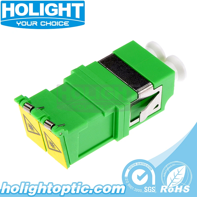 LC/APC Duplex Integrated Fiber Optic Outer Shutter Adapter without Flange