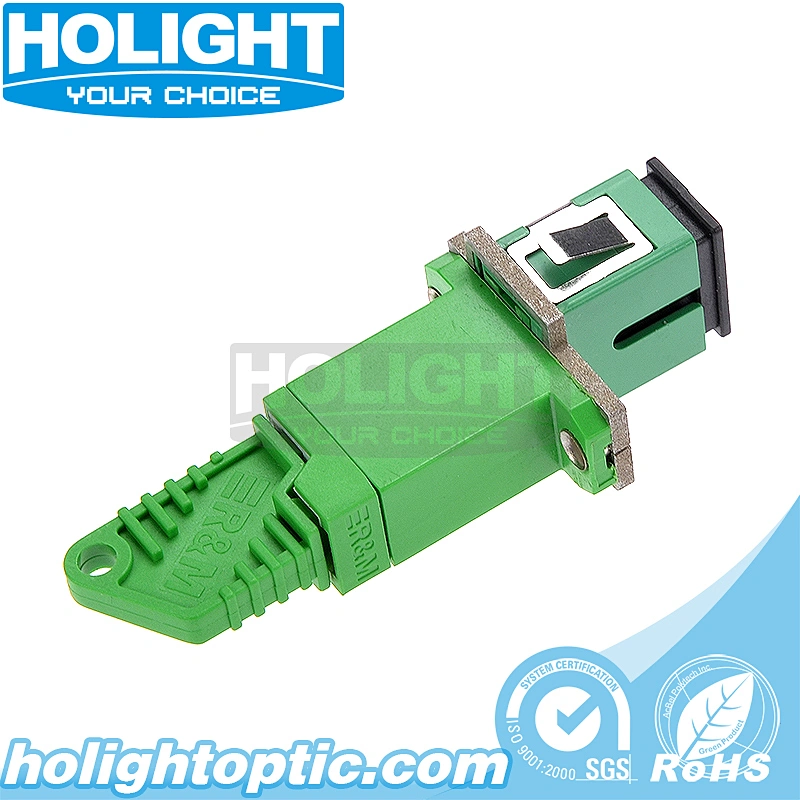 E2000/APC to SC/APC Fiber Optic Adapter with Flange