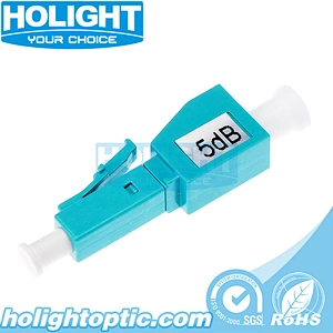 Plug-in Fiber Optic Attenuator LC OM3 Multimode Male to Female Aqua