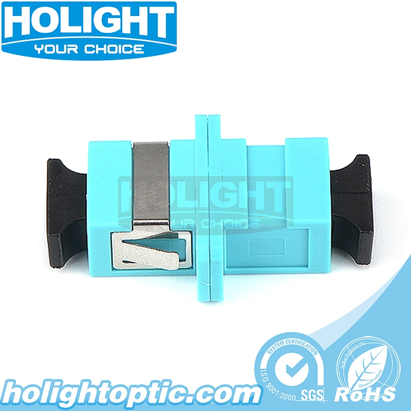 SC to SC Simplex OM3 Fiber Optic Adapter with Flange
