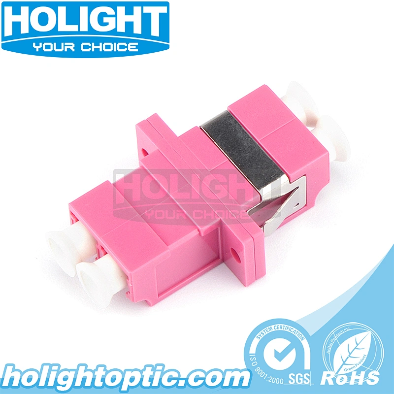 LC/PC to LC/PC Duplex OM3 Fiber Optic Adapter with Flange