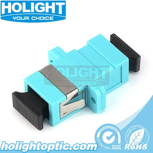 SC to SC Simplex OM3 Fiber Optic Adapter with Flange