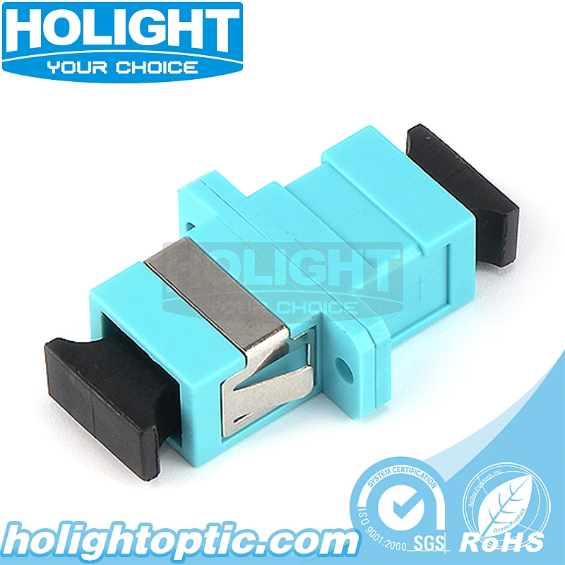 SC to SC Simplex OM3 Fiber Optic Adapter with Flange