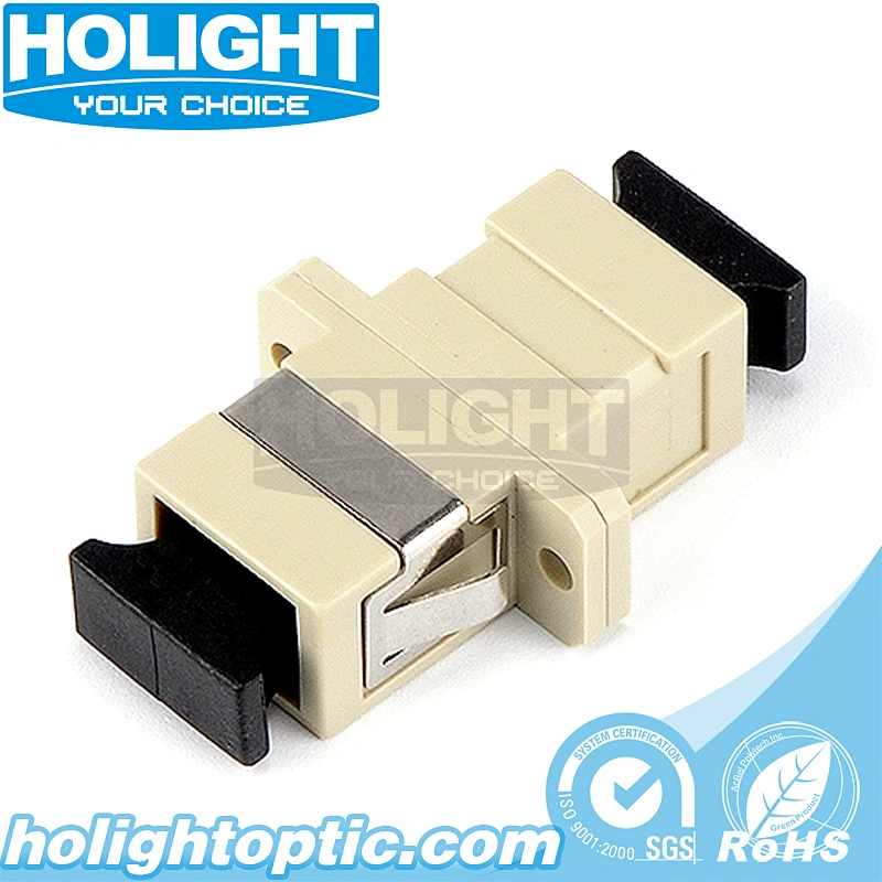 SC to SC Simplex Multimode Fiber Optic Adapter with Flange
