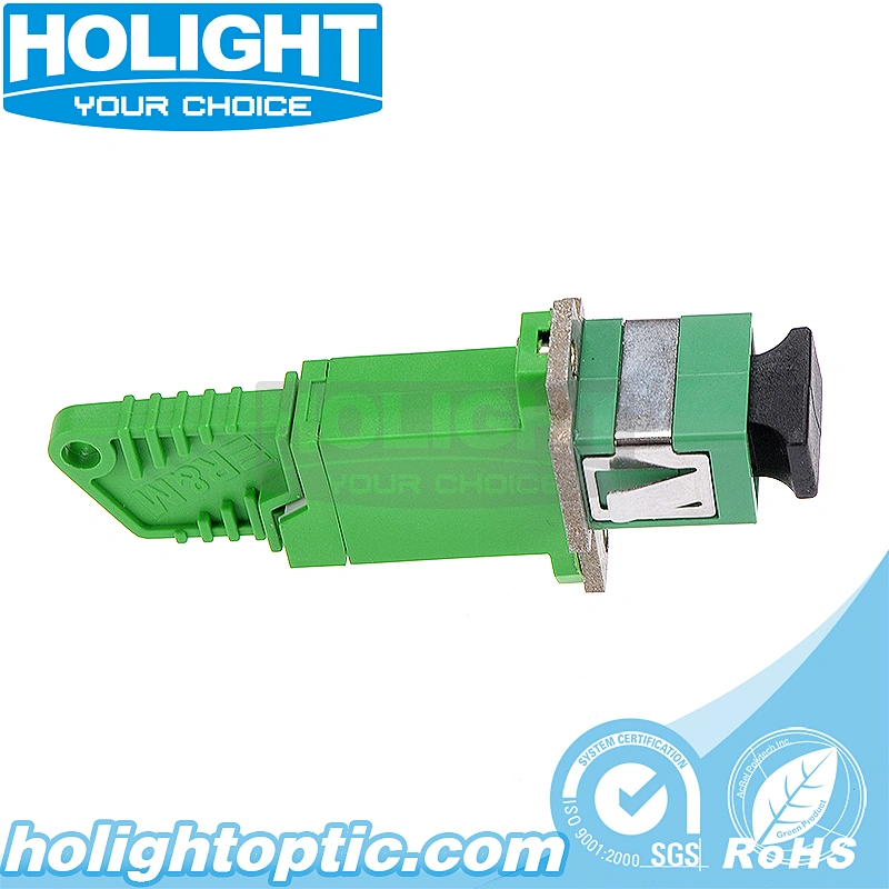 E2000/APC to SC/APC Fiber Optic Adapter with Flange