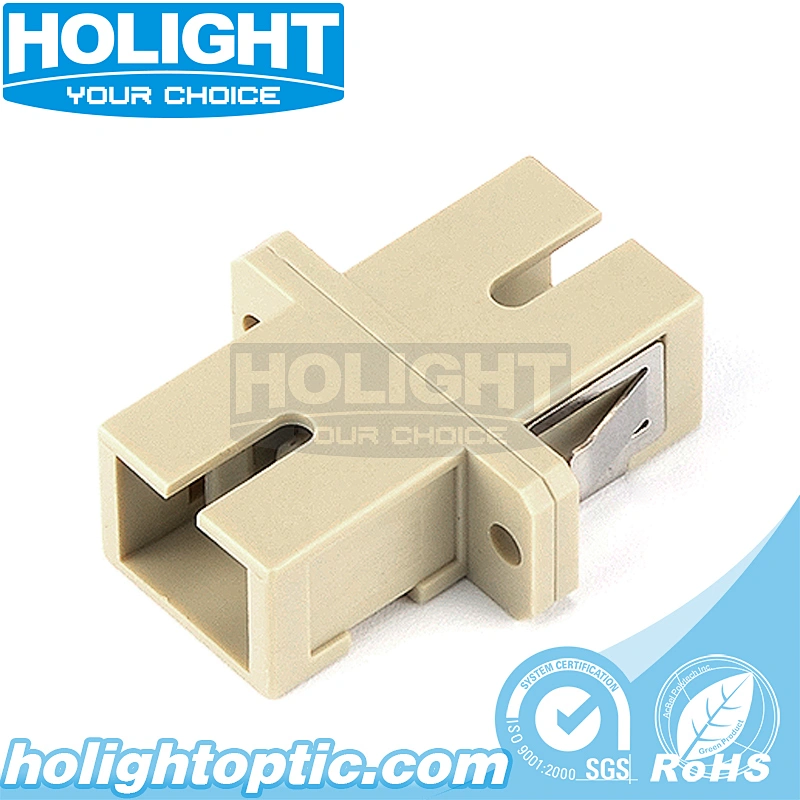 SC to SC Simplex Multimode Fiber Optic Adapter with Flange