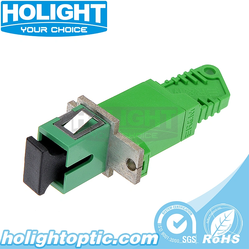 E2000/APC to SC/APC Fiber Optic Adapter with Flange