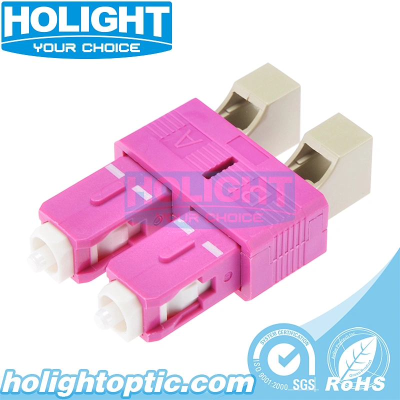 Hybrid Adapter SC Male to LC Female OM4 Duplex Pink for Fiber Optic