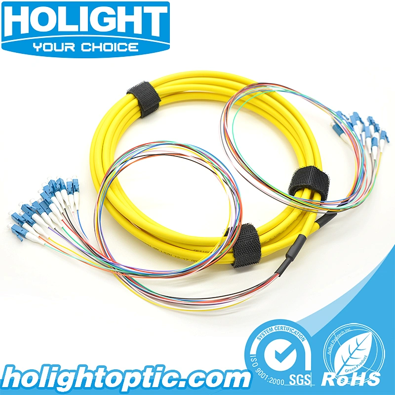 Bundle Fiber Optic Patch Cable LC to LC 12 Core Single Mode Yellow